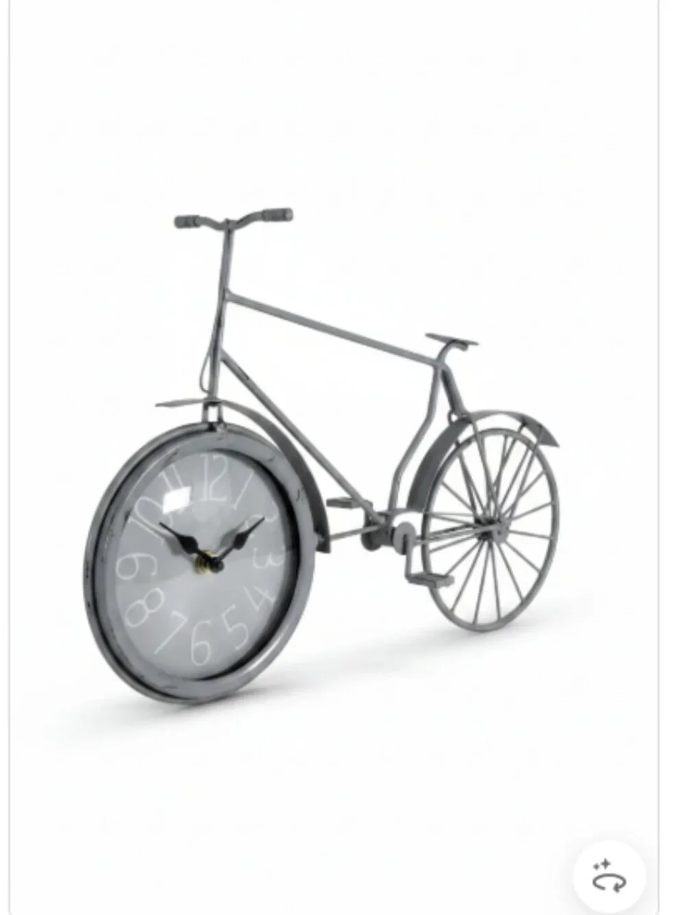 Gray Metal Bicycle Clock Vintage Style Freestanding Desk Shelf Mantel Decor